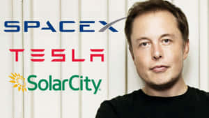 伊隆·馬斯克與SpaceX、Tesla和SolarCity標誌的攝影棚肖像。 — 伊隆·馬斯克 GIF 壁紙
