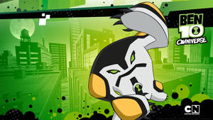 Ben 10 全面進化外星人角色，夜晚的綠色城市。 — 日產Skyline GTR R33壁紙