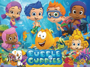 Bubble Guppies 角色在水中與珊瑚和魚一起游泳 — 泡泡小隊 壁紙