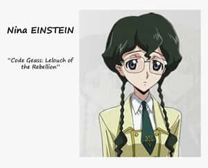 來自《Code Geass》的動漫女孩妮娜·愛因斯坦穿著校服，戴著眼鏡和辮子。 — 5:4 壁紙