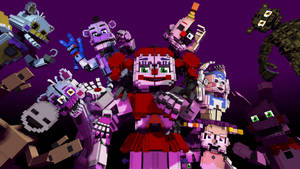 一群來自《Five Nights at Freddy's》的像素化電子動畫角色。 — 玩具總動員叉奇 壁紙