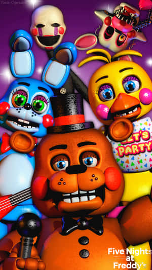 佛萊迪·費茲熊和《Five Nights at Freddy's》的朋友們在派對上。 — 惡夢佛萊迪 壁紙