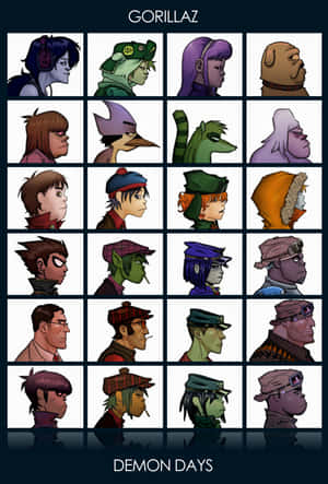 Gorillaz 樂團成員來自專輯 Demon Days 的數位藝術風格肖像 — Huawei MatePad Pro Max 壁紙