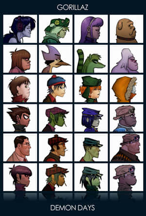 Gorillaz 樂團成員在 Demon Days 專輯封面上的肖像 — 大猩猩 壁紙