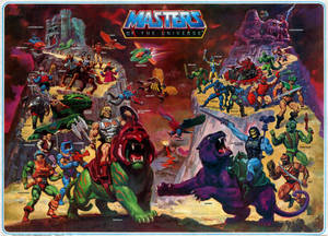 《Masters of the Universe》角色在戲劇性的懸崖戰鬥場景中。 — 超級英雄 壁紙