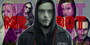 《Mr Robot》電視劇海報，主角和配角以故障數位風格呈現。 — 駭客軍團 壁紙