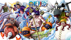 《One Piece》動漫角色在戲劇性的戰鬥場景中，使用火焰和冰凍效果。 — 美學天空 壁紙