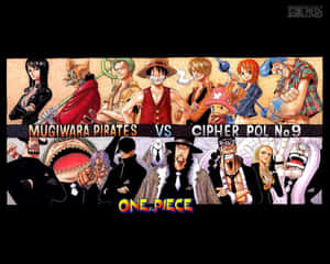 《One Piece》動畫角色草帽海賊團對戰Cipher Pol No 9的戰鬥陣容。 — 5:4 壁紙
