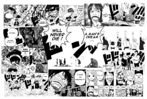 《One Piece》漫畫頁面，帶有戲劇性的角色表情和動作場景。 — 神鬼奇航 壁紙