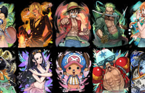 色彩繽紛動態姿勢的《One Piece》動漫角色。 — 海賊王 壁紙