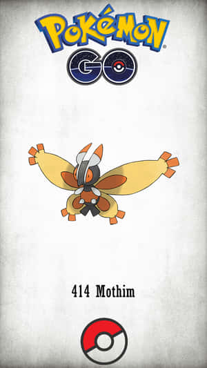 Pokémon GO Mothim 角色插圖，帶有遊戲標誌，背景有紋理。 — 電玩遊戲 GIF 壁紙