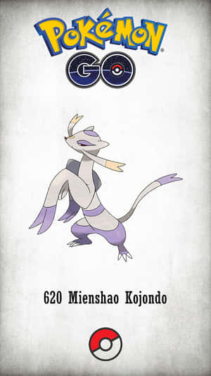 來自 Pokémon GO 遊戲的 Mienshao 寶可夢角色，帶有標誌和編號 620。 — 寶可夢 高畫質 壁紙