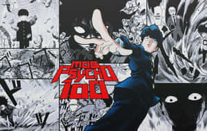 《PSYCHO-PASS 心靈判官》漫畫面板，身穿藍色西裝的角色在混亂中行動。 — 路人超能100 GIF 壁紙