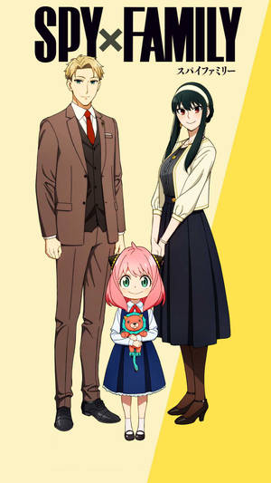 《SPY×FAMILY》動畫海報，三個主要角色站在一起。 — 間諜家家酒 GIF 壁紙