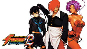 來自《The King of Fighters EX2 Howling Blood》的三位動漫角色擺出嚴肅的表情。 — 戰士 壁紙