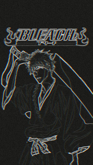 來自《死神》的動漫角色黑崎一護，帶有發光的白色輪廓，背景為黑色。 — 日式美學 iPhone 壁紙
