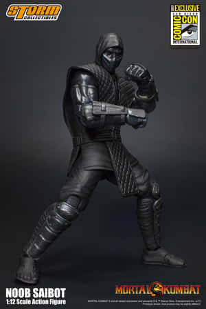 黑色裝甲 Noob Saibot 可動人偶戰鬥姿勢。 — iPhone Duo 壁紙
