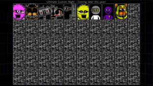 FNAF電子動畫的故障像素藝術網格，帶有扭曲面孔和噪點。 — 恐怖反派 壁紙