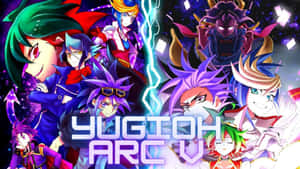 《遊戲王ARC-V》動漫角色在宇宙戰鬥場景中，帶有發光效果。 — 遊戲王 壁紙