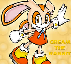 Cream the Rabbit 穿著橙色連衣裙，愉快地揮手。 — 甜點 壁紙