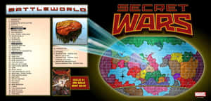 來自Marvel《秘密戰爭》漫畫的Battleworld地圖，帶有標記區域和地點列表。 — 漫威復仇者聯盟 壁紙