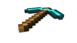 來自Minecraft的像素化鑽石劍，帶有藍綠色劍刃和木製手柄。 — 最佳我的世界 壁紙