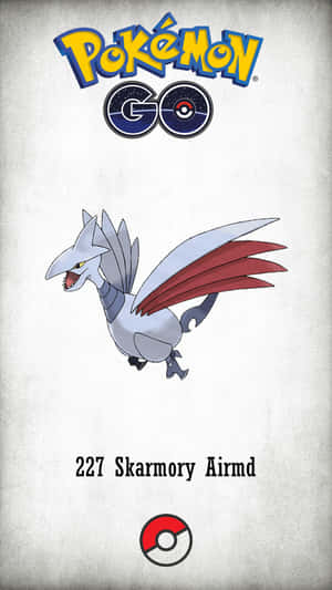 來自Pokémon GO的Skarmory寶可夢，紅色翅膀和灰色身體，背景為紋理。 — 精靈球 壁紙