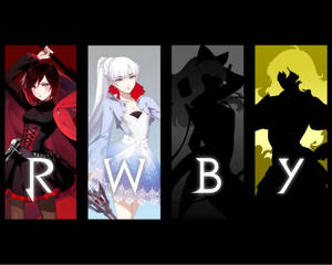 來自RWBY的四個動漫角色，每個都在彩色面板中，下方有姓名縮寫。 — Rwby 壁紙