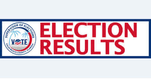 來自佛羅里達州棕櫚灘縣的官方選舉結果橫幅，帶有紅色文字和印章。 — 選舉 壁紙