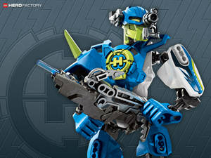 藍白LEGO機器人以未來風格姿勢手持武器。 — 樂高旋風忍者 壁紙