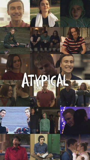 來自電視節目《Atypical》的場景拼貼畫，展示角色在各種情感時刻中的畫面。 — 恐怖反派 壁紙