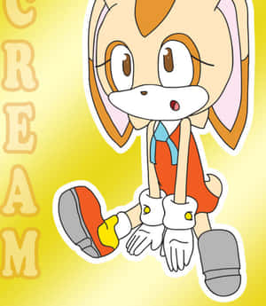 來自音速小子的 Cream the Rabbit 愉快地坐在明亮的黃色漸變背景前。 — 甜點 壁紙