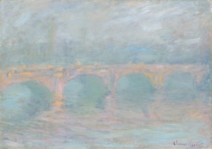 克勞德·莫內於1904年創作的油畫《倫敦滑鐵盧橋，夕陽時分》。將此藝術作品下載為桌機、平板或手機適用的高解析度桌布。