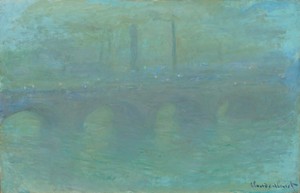 克勞德·莫內於1904年創作的油畫《倫敦滑鐵盧橋，暮色時分》。將這幅藝術作品下載為桌機、平板或手機適用的高解析度桌布。