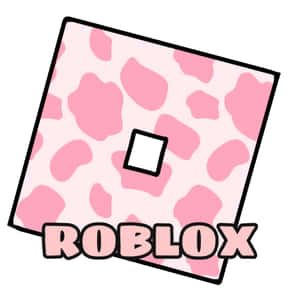 粉紅色牛紋 Roblox 標誌，帶有粗體外框文字和中央白色正方形。 — 酷炫 Roblox 壁紙