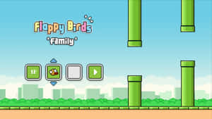 Flappy Birds 標題畫面，有綠色管道和鳥角色準備遊玩。 — 鳥類飛翔 壁紙