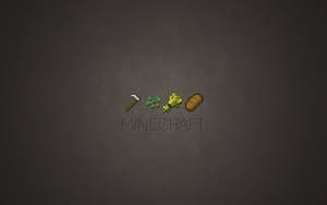 Minecraft遊戲圖標，在深灰色背景上顯示鎬、小麥和麵包 — 我的世界 壁紙