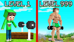 Minecraft角色透過舉重從等級1到999獲得肌肉 — 水母 壁紙