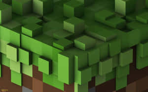 像素化Minecraft景觀中的塊狀綠草和棕色泥土。 — 可愛 Minecraft 壁紙