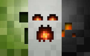 三個像素化的 Minecraft 爬行者，在綠色、灰色和黑色的方塊中帶有發光的眼睛和嘴巴。