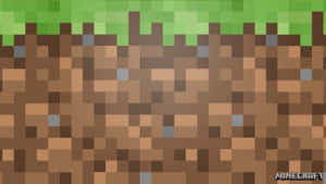Minecraft泥土方塊，頂部有草皮，像素化風格 — 可愛 Minecraft 壁紙