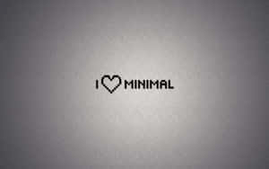 在灰色紋理背景上顯示 I heart MINIMAL 的像素文字 — 情人節快樂 壁紙