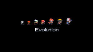 七個像素角色按進化順序排列，下方有Evolution字樣 — PC 遊戲 壁紙