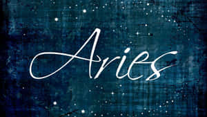 星空夜空，帶有白色草書字體的「Aries」一詞。 — 牡羊座 壁紙