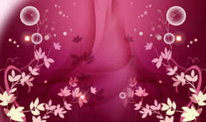 抽象花卉設計，在洋紅色漸層背景上帶有發光球體。 — 美學粉色GIF 壁紙