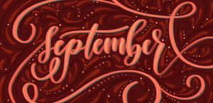 September以優雅的珊瑚色字體呈現在漩渦酒紅色背景上。 — 新年 壁紙