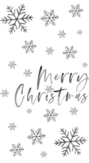 Merry Christmas文字被雪花環繞在白色背景上。 — 聖誕節 壁紙