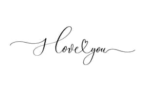 優雅草書文字說I love you，O位置用心形代替，白色背景 — MacBook Air M3 壁紙