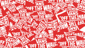 帶有重複白色Vans Off The Wall標誌的紅色背景。 — Vans 標誌 壁紙