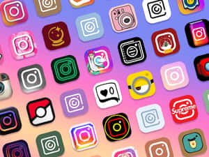 在彩色漸變背景上，不同主題的Instagram應用程式圖標集合。 — Instagram限時動態 壁紙